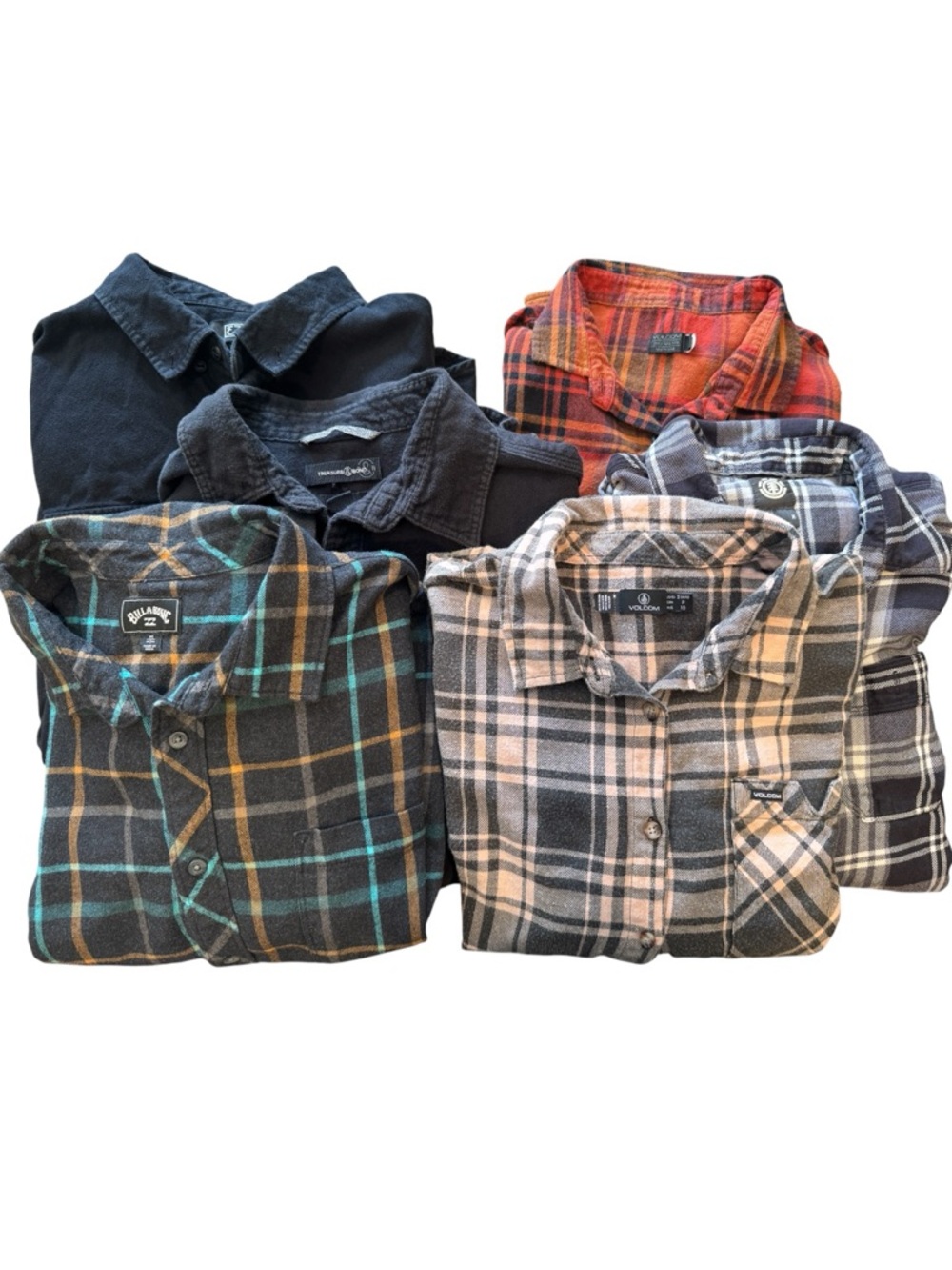 Bundle of 6 Flannel Button Down Shirts Small, Medium, Large Men and Women